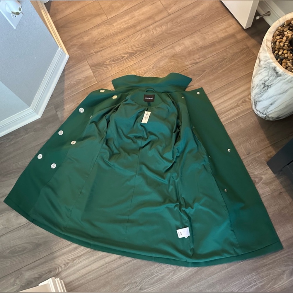 NWT - Express Vibrant Green Trench Coat - Picture 4 of 11